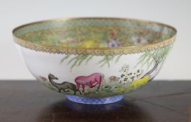 A Chinese famille rose egg-shell porcelain bowl, Qianlong seal mark, Republic period, the interior