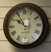 A Victorian mahogany wall timepiece, with painted Roman dial signed R T Barfoot, Brighton,