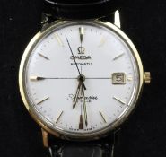 A gentleman`s 1950`/1960`s? gold plated and steel Omega Seamaster De Ville automatic wrist watch,