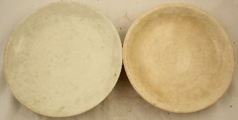 Three Chinese Dehua blanc-de-chine dishes, 17th century, two graduated dishes incised with flowers