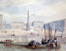 19th century English Schoolwatercolour,View of The Square, St Petersburg c.1840,9 x 11.75in.