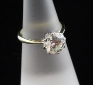 An 18ct gold and solitaire diamond ring, with B.G.I. certificate stating the stone to weigh 2.