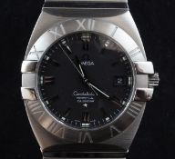 A gentleman`s modern stainless steel Omega Constellation Double Eagle Perpetual Calendar quartz