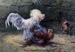 George Arthur Hickin (1821-1885)watercolourFighting cocks,signed,12.5 x 18.5in.