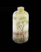 A Daum Nancy cameo glass scent bottle, early 20th century, decorated in colours with a landscape