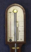 Bettally of London. A George III mahogany stick barometer, with silvered scale incorporating a