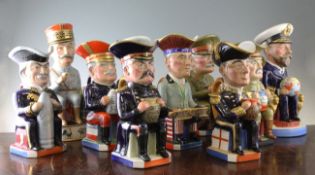 A rare set of ten Wilkinson Limited Staffordshire pottery Toby jugs of the Allied War Leaders,