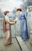 William Anstey Dolland (1858-1929)watercolour,Women picking oranges on a terrace,signed,20 x 13.