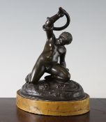 A 19th century patinated bronze model of the infant Heracles wrestling with two snakes, on an oval