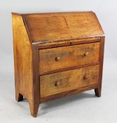 An American provincial maple bureau, with fall front and two drawers, on stile feet, W.2ft 11in.