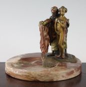 Franz Bergmann (1838-1894). An Austrian cold painted bronze mounted marble ashtray, modelled as an