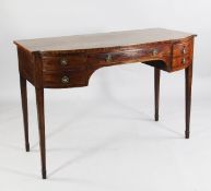 A Regency mahogany breakfront side table, with single frieze drawer between bow shaped drawers, on