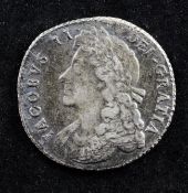 A James II shilling 1688, near VF