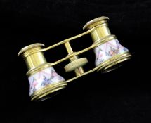 A pair of 19th century French enamelled opera glasses, signed Jumelle Marquise/Prosper Bunoust,