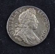 A William III shilling 1700, 5th draped bust, EF