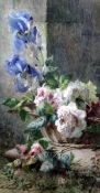 Ermocrate Bucchi (1842-1885)watercolour,Still life of flowers in a basket,signed,27 x 15.5in.