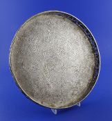 A late 19th/early 20th century Chinese silver circular gallery tray by Wang Hing, engraved with