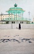 Richard Beer (1928-)oil on canvas,Woman passing a band stand at Brighton,signed,30 x 20in.,