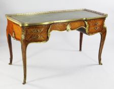 François Linke. A Louis XV style kingwood and ormolu mounted writing table, the later pierced