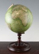 A Victorian Malby`s 9 inch table globe, with engraved and colour printed gauzes, marked Malbys