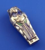 A Bulgari enamelled white metal novelty pill box, modelled as a sarcophagus, signed S. Bulgari,