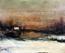§ Albert Saverys (1886-1964)oil on canvas,Winter landscape,signed,25 x 31in.