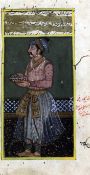 Indian Schoolthree gouaches,Noblemen and attendants and Study of a servant,largest overall 9.5 x