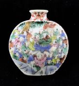 A Chinese famille rose `hundred boys` snuff bottle, Qianlong mark, 1821-50, one side including the