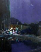 Cyrus Cincinnatto Cuneo (1879-1916)oil on board,A night time festival procession beside a lake,