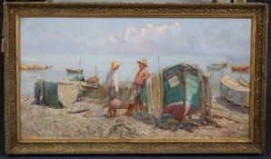 Italian Schooloil on canvas,Mergellina Beach, Naples,16 x 30in.