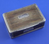 A George IV silver mounted oak snuff box, made from the timbers of the Northern Discovery ships `