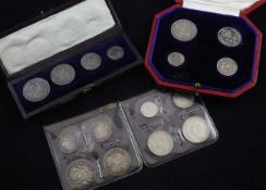 Maundy money: Four sets including Charles II 1679, Victoria 1867, cased, Edward VII 1906, cased and