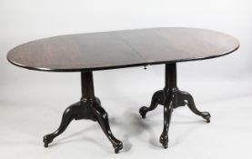 A George III Irish banded and ebony line inlaid mahogany `D` end extending dining table, fitted two