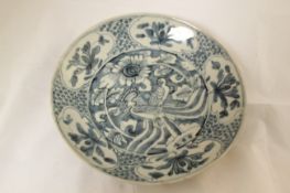 Two Chinese Ming blue and white dishes, Swatow, Wanli period, both painted to the centre with