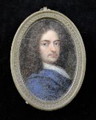 18th century English Schooloil on copper,Miniature of a gentleman wearing a blue coat,3 x 2in.