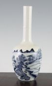 A Chinese blue and white bottle vase, painted with figures in a boat and a mountainous river