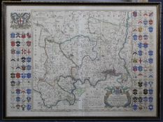 Richard Seale (fl.1732-1772)coloured engraving,Map of Middlesex, printed for John Bowles,overall