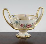 A Moorcroft Macintyre 18th century pattern two handled pedestal cup, c.1908, inscribed W Moorcroft,