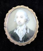 Attributed to Richard Crosse (1742-1810)oil on ivory,Miniature of a gentleman wearing a green coat,