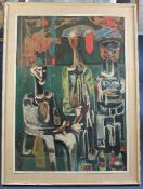 French Schooloil on board,Cubist study of three figures,indistinctly signed,39 x 27in.