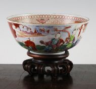 Two Chinese famille rose bowls, 18th / 19th century, the first painted with mandarin figures in