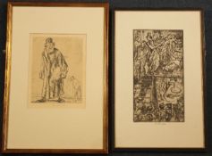 Frank Brangwyn (1867-1956)two etchings,Clowns on stage and Jew with a goose, signed in pencil,