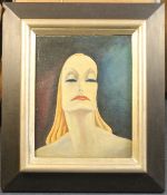 Art Decooil on canvas,Portrait of Greta Garbo c.1920,19 x 17in.