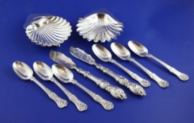 A set of six Victorian silver Kings pattern teaspoons, George Adams, London, 1840, a Victorian