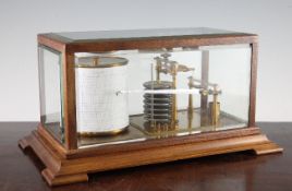 An Edwardian Depree & Young Limited walnut cased barograph, 14in.