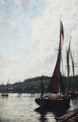 19th Century Scottish Schooloil on canvas,Fishing boats in harbour,indistinctly signed and dated