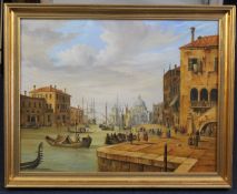 John L. Chapman (b.1946)oil on canvas,17th century Venetian canal scene,signed,20.5 x 26in.