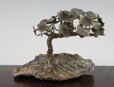 Albert Guibara (American b.1944). A bronze and natural stone tree sculpture, with original Alfred