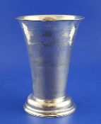 A 19th century Finnish silver vase, of trumpet form with vineous engraving, Carl Johan Osterman, c.