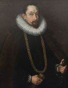 Early 17th century Netherlandish Schooloil on canvas,Portrait of a gentleman wearing black tunic,